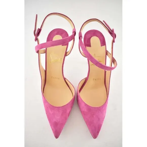 Christian Louboutin Jenlove 100 Grenat Pink Ankle Strap Pointed Heel Pump 35.5